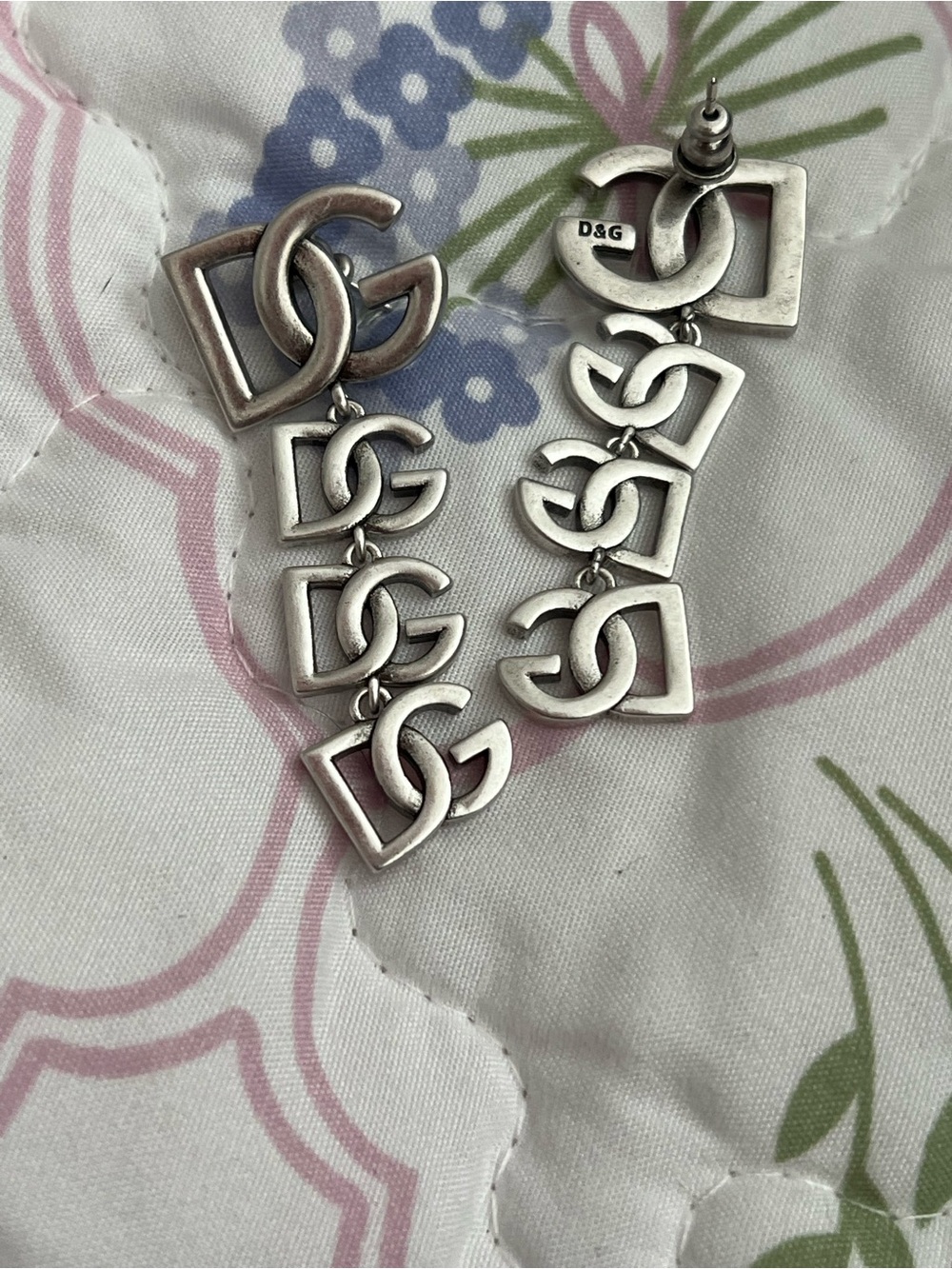 Dolce & Gabbana Silver Logo Link Drop Earrings - Picture 2 of 2